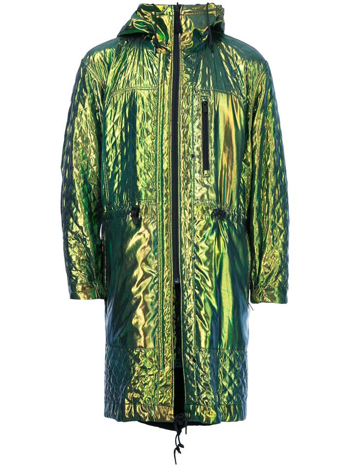 Issey Miyake Vintage Scale Quilted Hooded Coat - Metallic