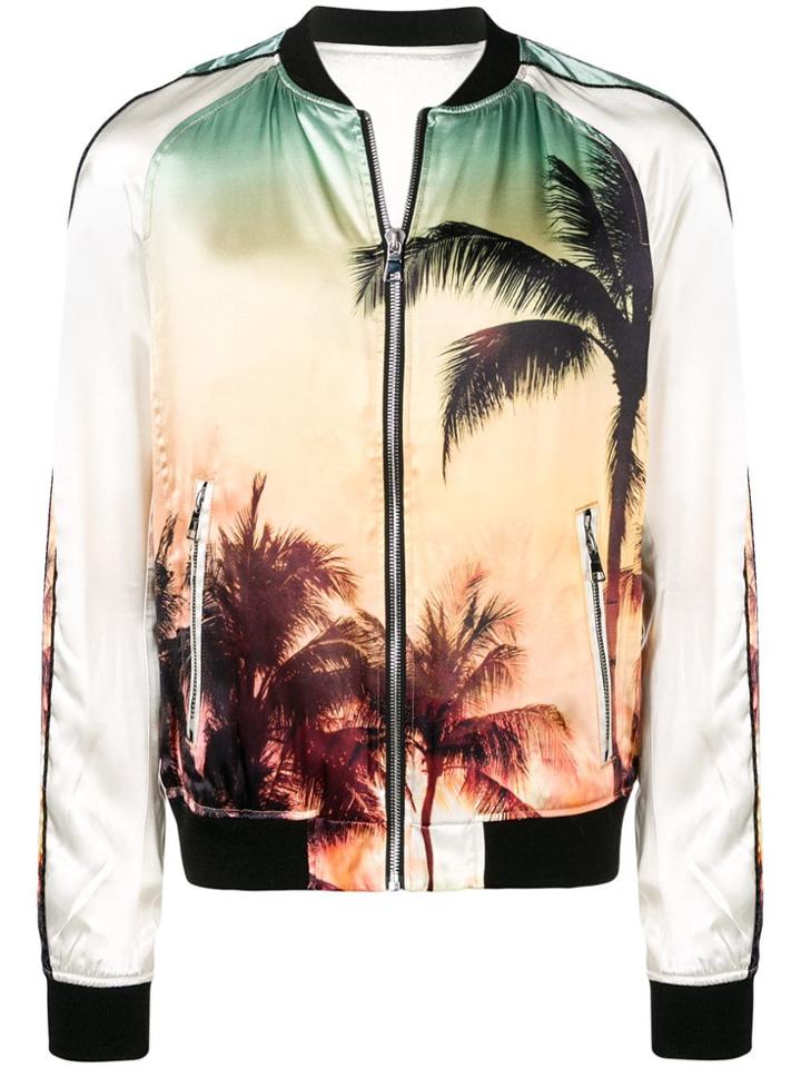 Balmain Palm Tree Bomber Jacket - Neutrals