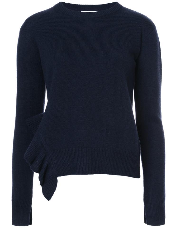 Derek Lam 10 Crosby Asymmetrical Hem Sweater With Ruffle Detail -