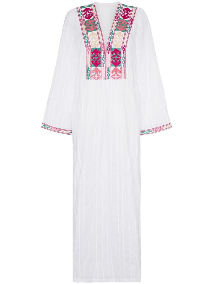 Celia Dragouni Celia Embroidered Cotton Maxi Dress - White