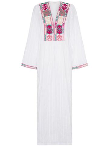 Celia Dragouni Celia Embroidered Cotton Maxi Dress - White
