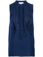 Michael Michael Kors - Crepe Top - Women - Polyester/spandex/elastane - M, Blue, Polyester/spandex/elastane
