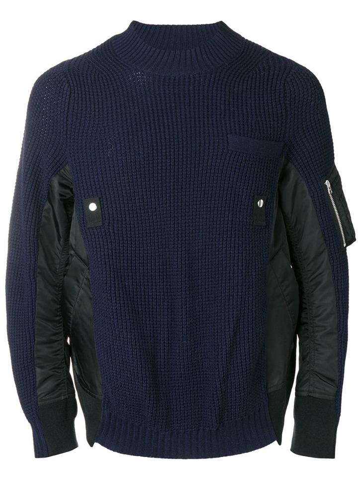 Sacai Mixed Fabric Jumper - Blue