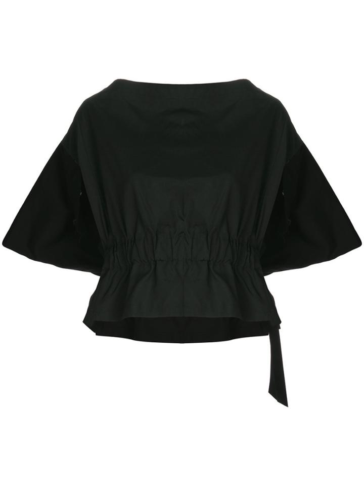Comme Des Garçons Elasticated Waist Slash Neck Top - Black