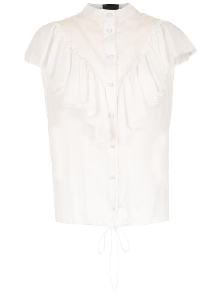 Andrea Bogosian Ruffled Slik Blouse - White