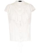 Andrea Bogosian Ruffled Slik Blouse - White