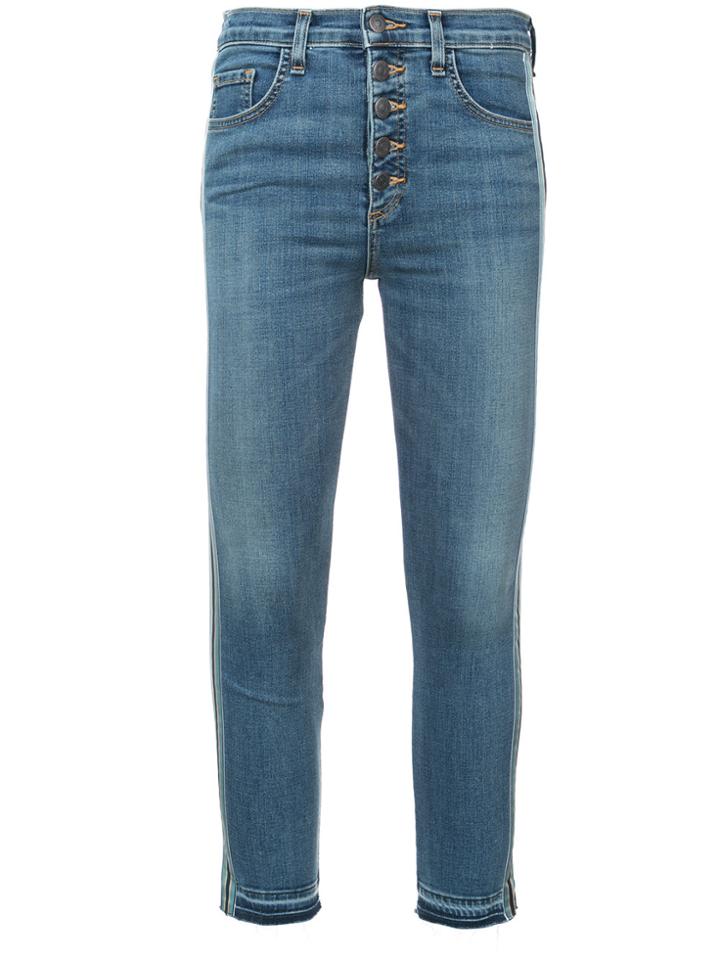 Veronica Beard Side Stripe Cropped Jeans - Blue