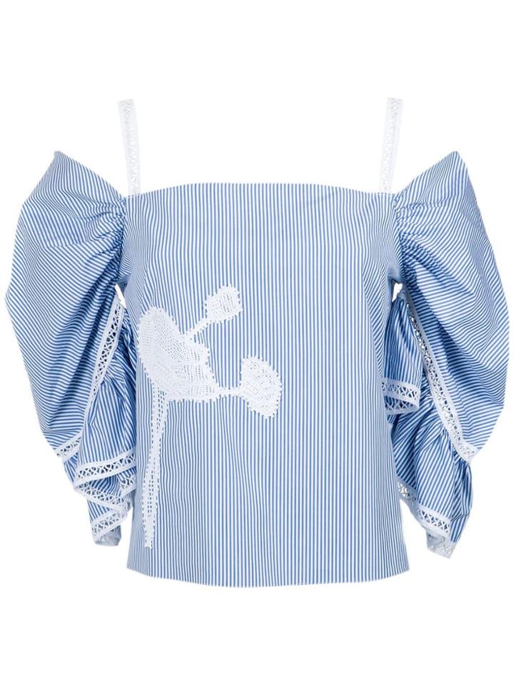 Martha Medeiros Sula Lace Detail Blouse - Azul/branco