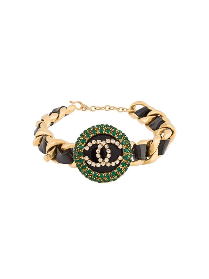 Chanel Vintage Vintage Crystal Choker Necklace, Women's, Gold