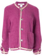 Sulvam Contrast-trim Knitted Cardi-coat - Purple