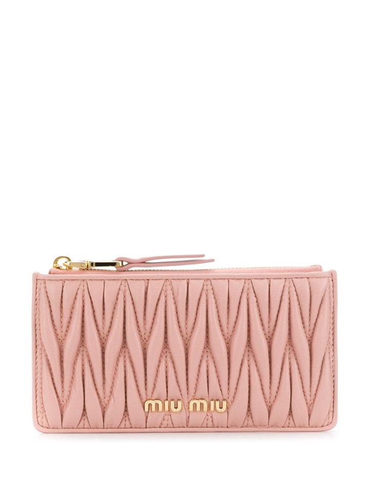 Miu Miu Matelassé Nappa Leather Card Holder - Pink