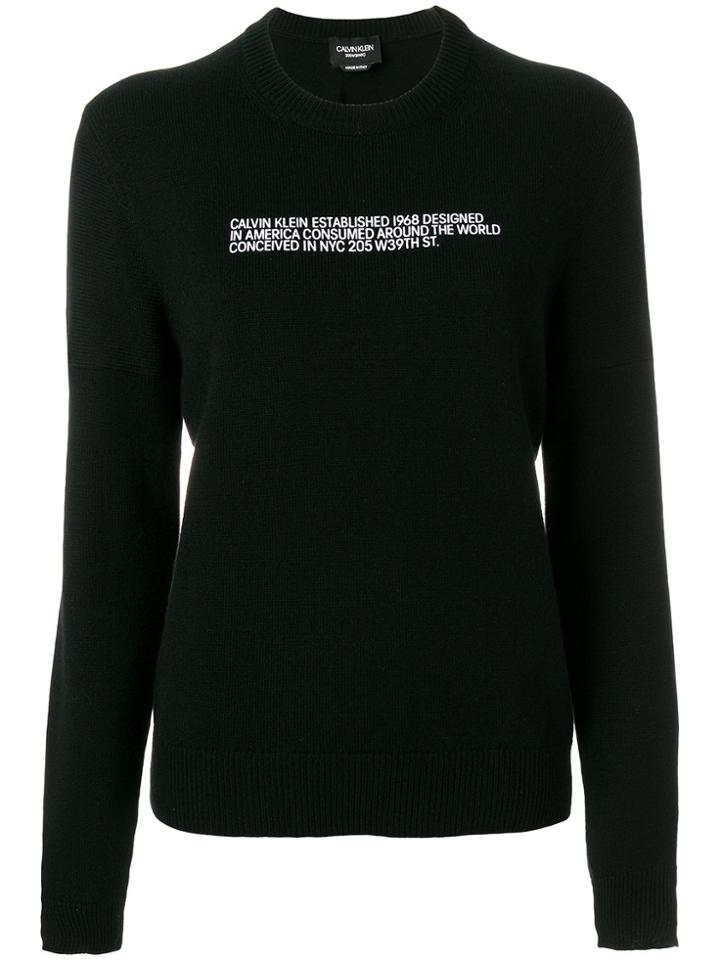 Calvin Klein 205w39nyc Cashmere Slogan Jumper - Black