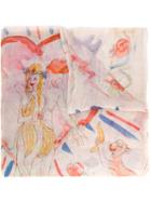 Faliero Sarti Illustration Print Scarf, Women's, Nude/neutrals, Modal/silk