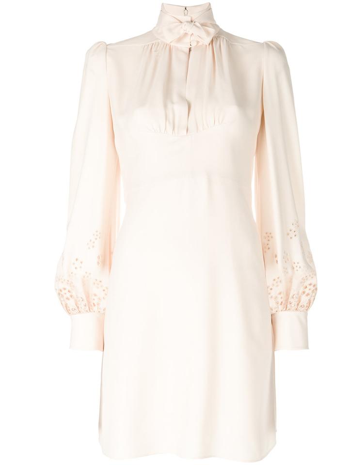 Chloé - Broderie Anglaise Dress - Women - Polyester/acetate/viscose - 36, Nude/neutrals, Polyester/acetate/viscose