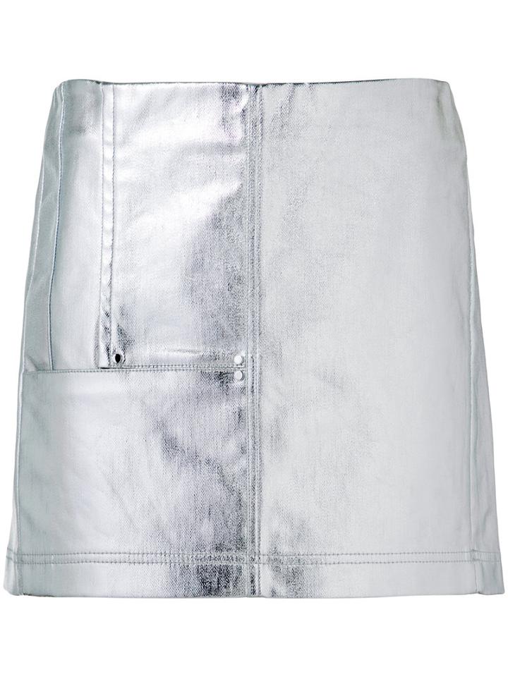 Paco Rabanne - Short Metallic (grey) Skirt - Women - Cotton - 36, Cotton