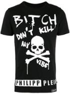 Plein Sport Skull And Slogan T-shirt, Men's, Size: Medium, Black, Cotton