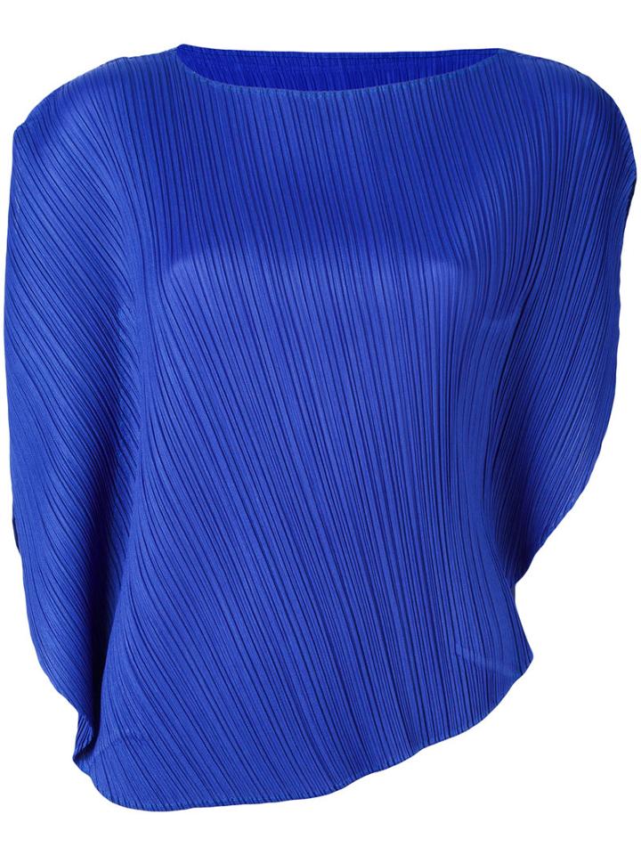 Pleats Please By Issey Miyake - Pleated Blouse - Women - Polyester - 3, Women's, Blue, Polyester