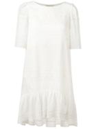 Saint Laurent Broderie Anglaise Trim Dress, Women's, Size: 38, White, Silk/viscose/cotton