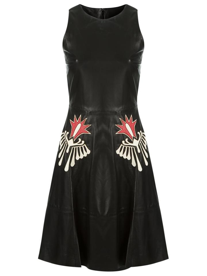 Talie Nk Leather Embroidered Dress, Women's, Size: 36, Black, Leather