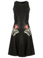 Talie Nk Leather Embroidered Dress, Women's, Size: 36, Black, Leather