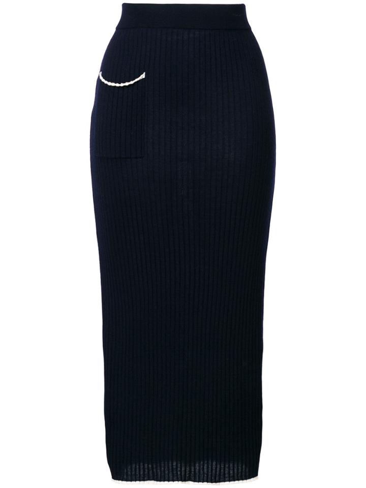N.peal Ribbed Knit Skirt - Blue