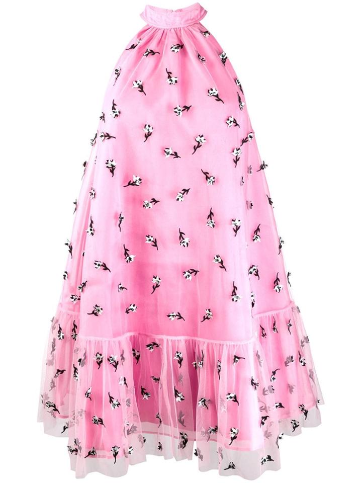Ganni Embellished Mesh Dress - Pink