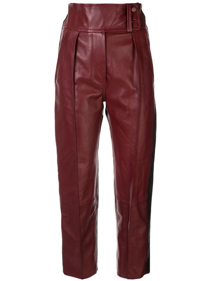 Petar Petrov Leather Slim Fit Trousers - Red