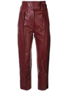 Petar Petrov Leather Slim Fit Trousers - Red