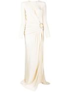 Elisabetta Franchi Gathered Side Evening Dress - Neutrals