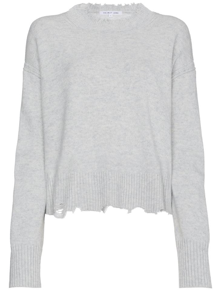 Helmut Lang Distressed Knit Cotton Jumper - Grey