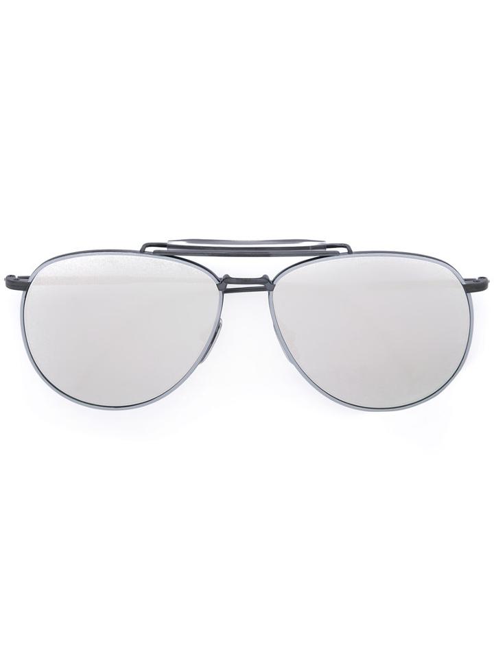 Thom Browne - Mirrored Lens Sunglasses - Women - Metallic Fibre - One Size, Grey, Metallic Fibre