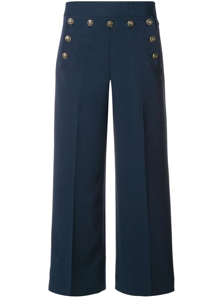 Tory Burch Cropped Sailor Trousers - Blue