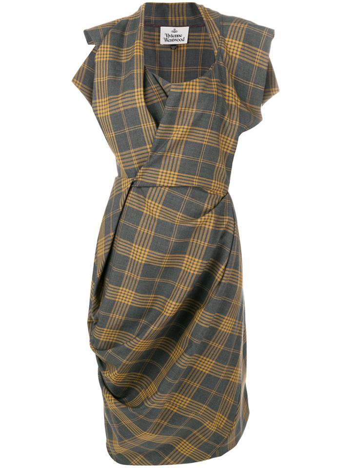 Vivienne Westwood Plaid Asymmetric Dress - Grey