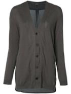 Ann Demeulemeester V-neck Cardigan, Women's, Size: 40, Grey, Cotton/cashmere/silk