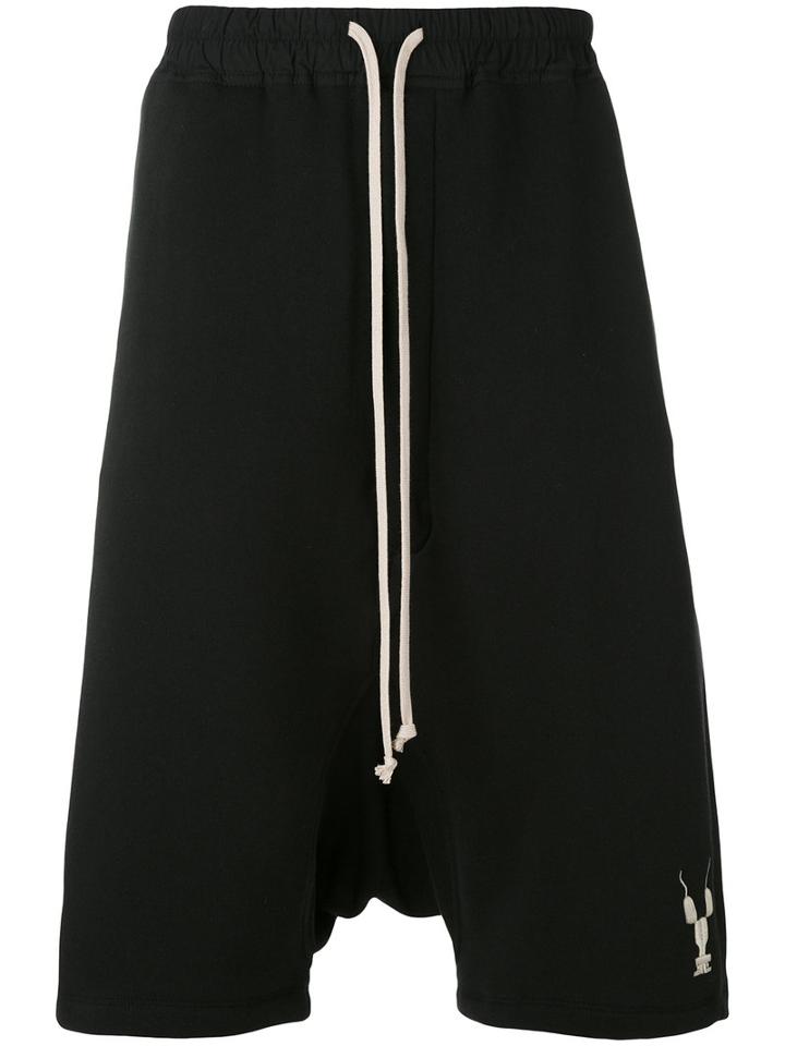Rick Owens Drkshdw - Pods Fleece Drop-crotch Shorts - Men - Cotton - M, Black, Cotton