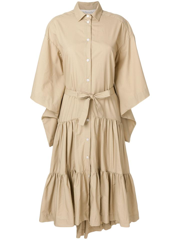 Milla Milla Oversize Ruffle Shirt Dress - Nude & Neutrals