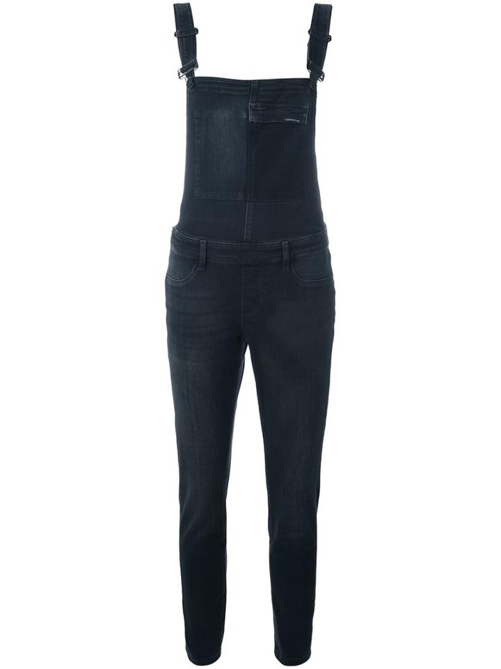 Calvin Klein Jeans Denim Overalls, Women's, Size: Xs, Black, Cotton/polyester/spandex/elastane