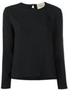 Erika Cavallini Curved Hem Blouse, Women's, Size: 40, Black, Acetate/viscose
