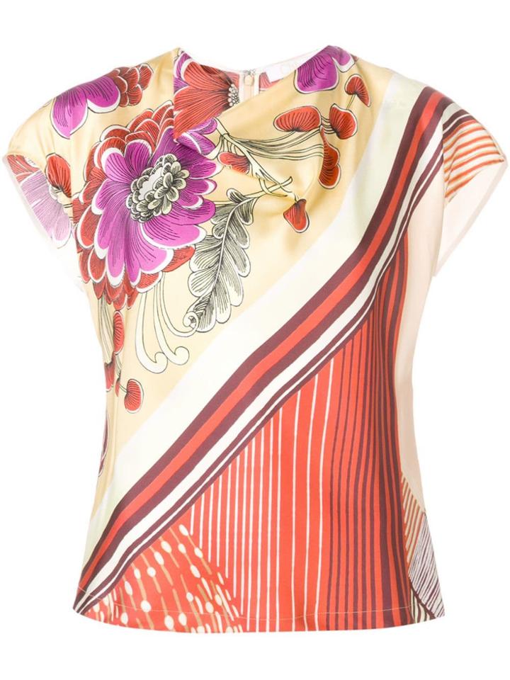 Chloé Cowl Neck Printed Top - Yellow