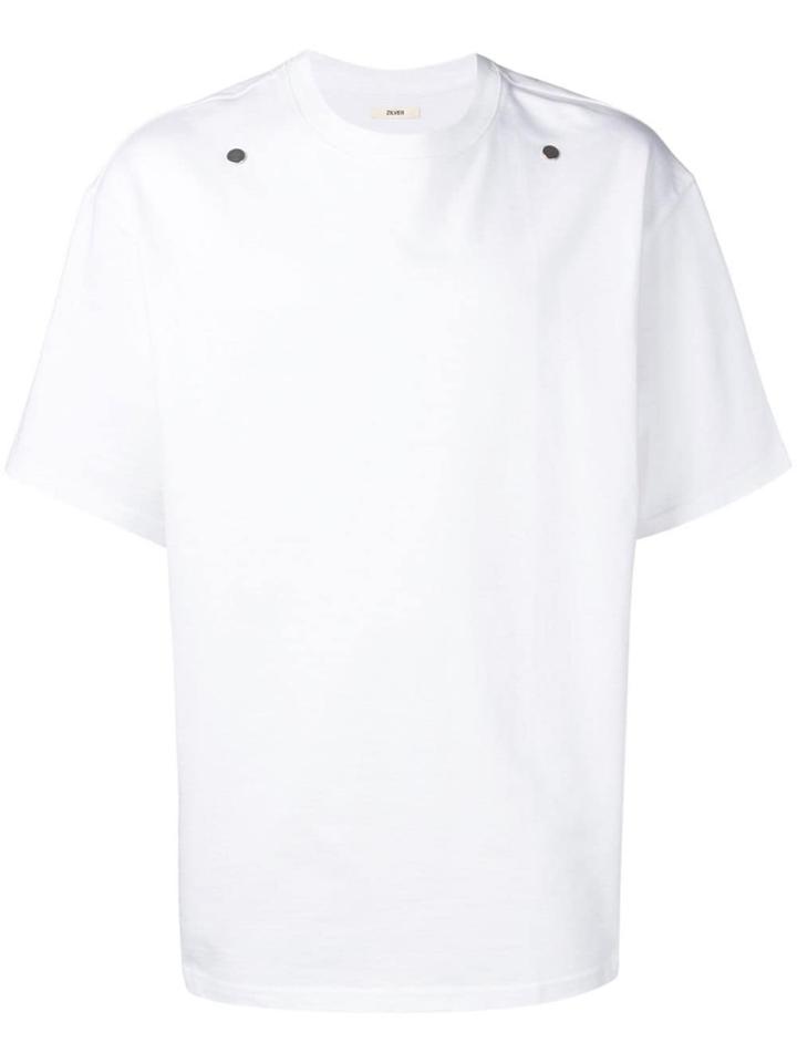 Zilver 2 Front Studs T-shirt In Organic Cotton - White
