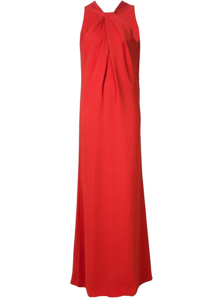 Lanvin Crepe Knotted Evening Gown, Women's, Size: 36, Red, Spandex/elastane/viscose