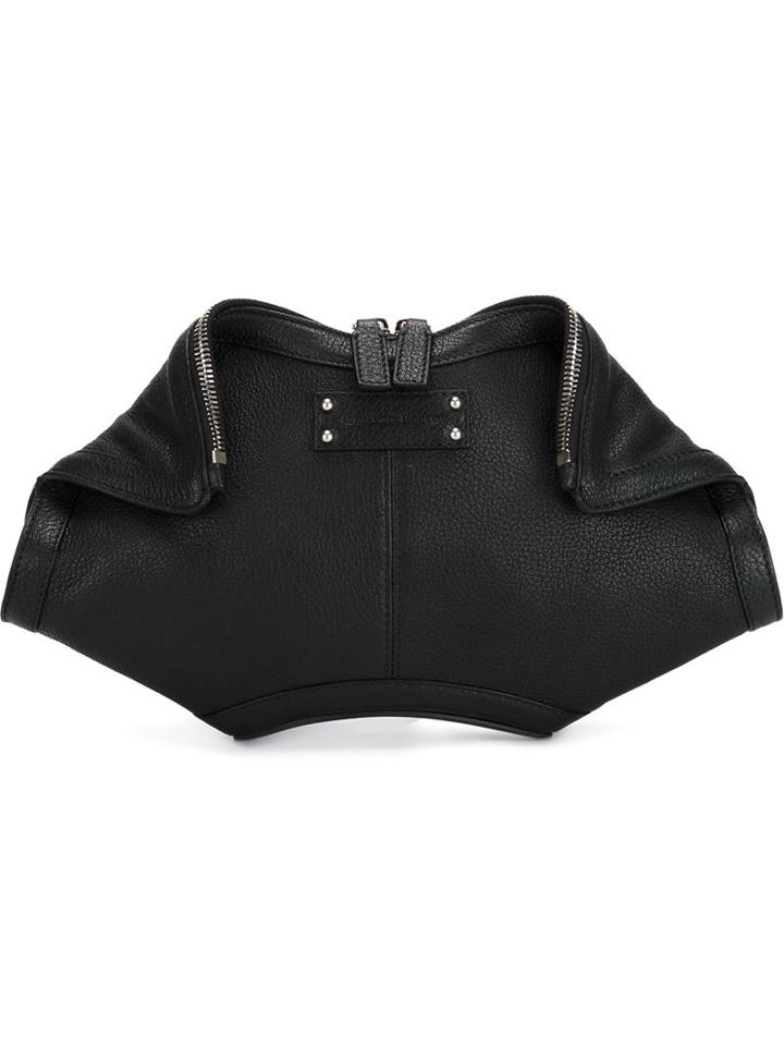 Alexander Mcqueen De Manta Clutch, Women's, Black, Goat Skin