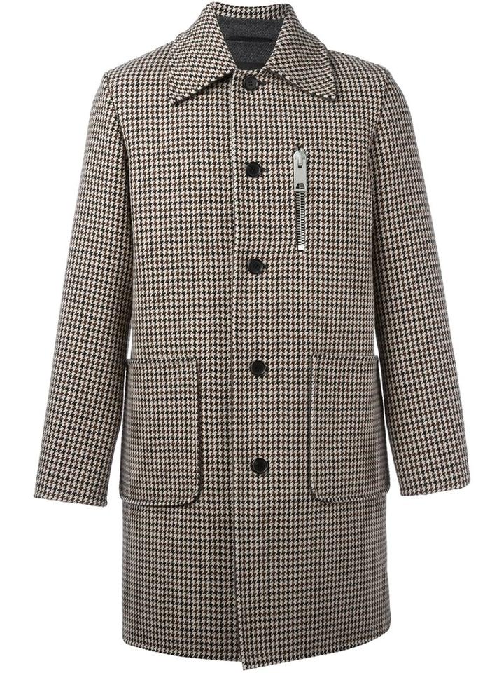 Yang Li Houndstooth Coat, Men's, Size: 46, Nude/neutrals, Polyamide/virgin Wool