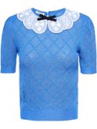 Miu Miu Lace Collar Knit Top - Blue