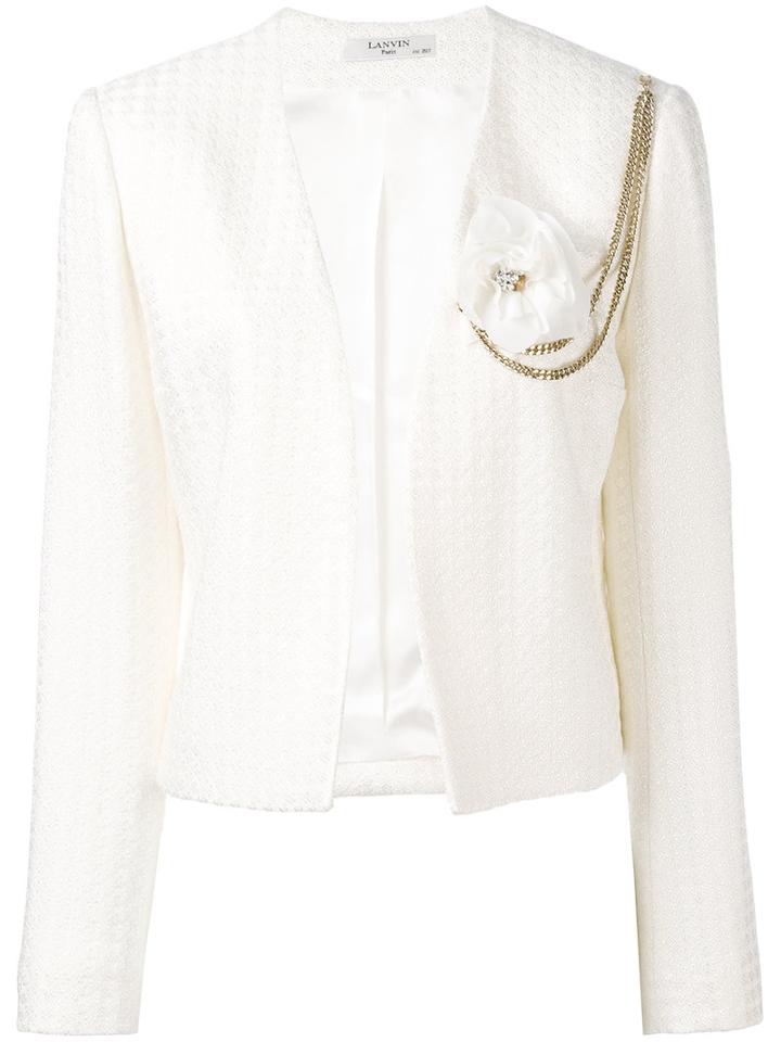Lanvin - Floral Embroidered Blazer - Women - Silk/cotton/acetate/viscose - 38, White, Silk/cotton/acetate/viscose