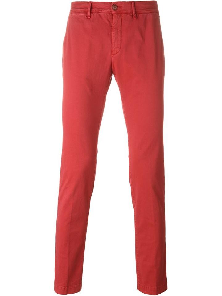 Moncler Classic Chinos, Men's, Size: 52, Red, Cotton/spandex/elastane
