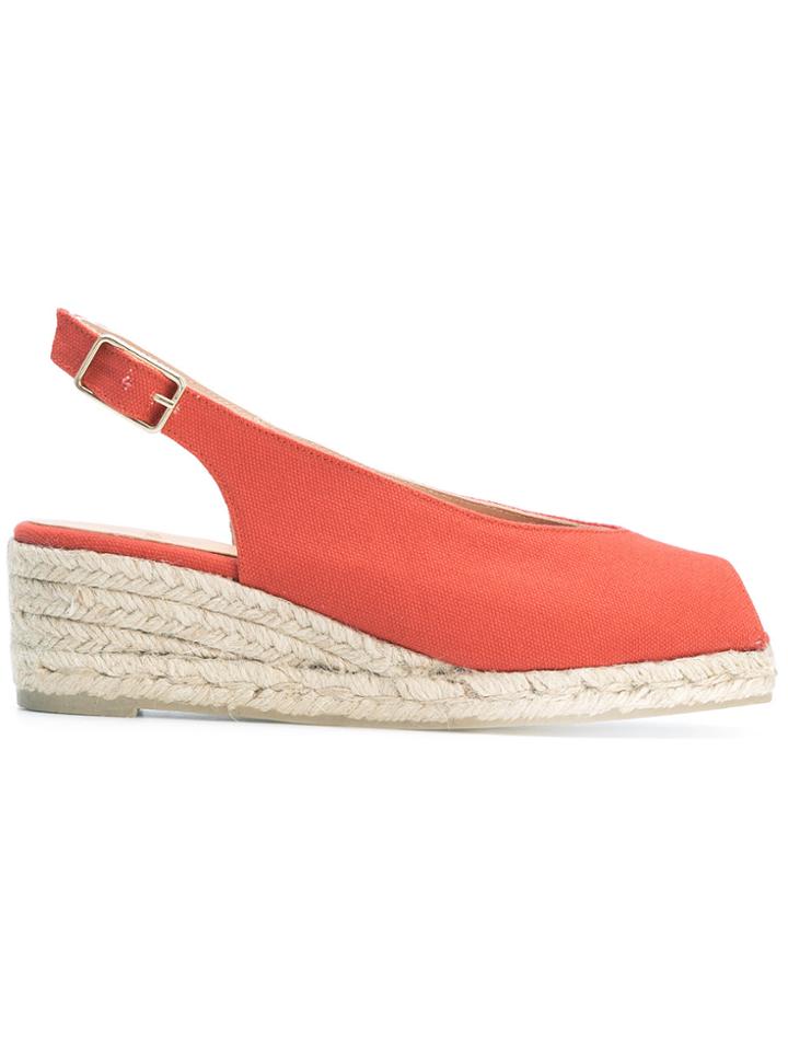 Castañer Peep Toe Slingback Sandals - Red