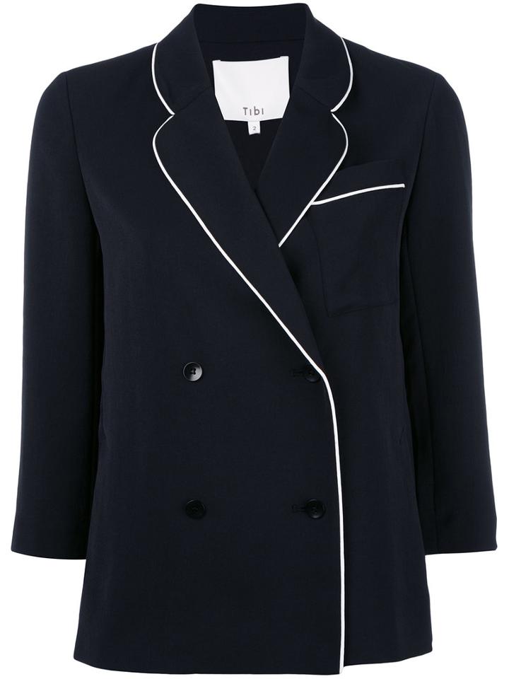 Tibi Fitted Jacket, Women's, Size: 4, Black, Polyester/silk