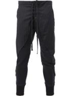 Greg Lauren Striped Skinny Trousers - Black