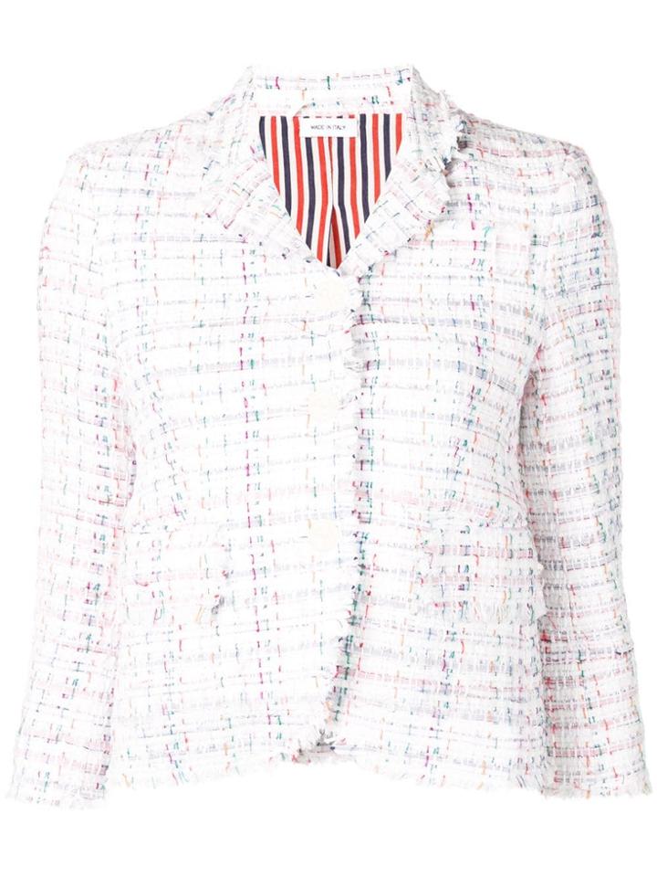 Thom Browne Braided Ribbon Tweed Sport Coat - White